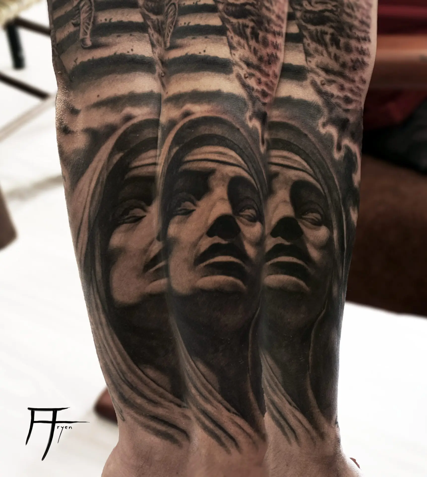 Full Arm Blackwork Tattoo – Deep Contrast and Detail by Aryen Tattoo Studio